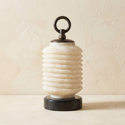 Ridged Lantern Table Alabaster by Dalmivik, complete fixture view