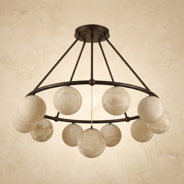Ring Cluster Pendant Alabaster by Dalmivik, complete fixture view