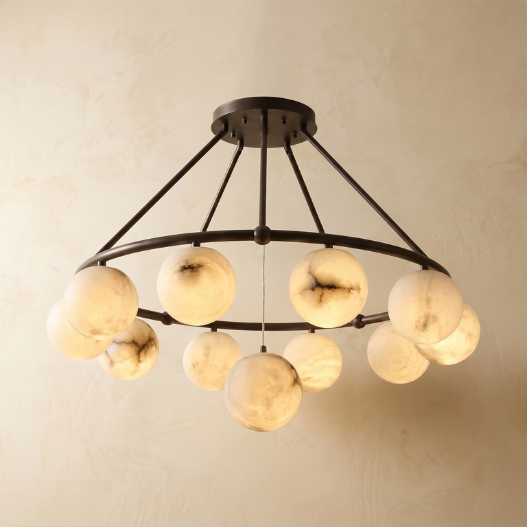 Ring Cluster Pendant Alabaster by Dalmivik, complete fixture view