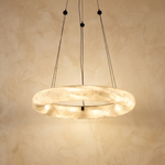 Single Ring Pendant Alabaster by Dalmivik, complete fixture view