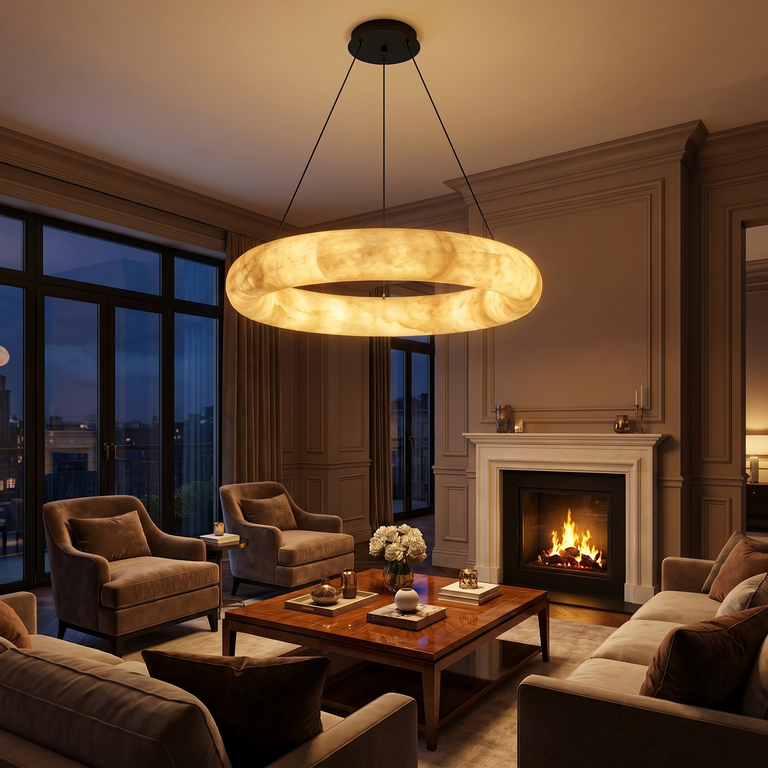 Single Ring Pendant Alabaster by Dalmivik, product or room detail view