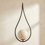 Teardrop Frame Pendant Alabaster by Dalmivik, complete fixture view
