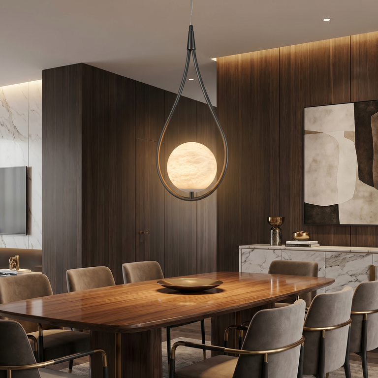 Teardrop Frame Pendant Alabaster by Dalmivik, product or room detail view