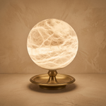 Traditional Orb Table Alabaster by Dalmivik, complete fixture view