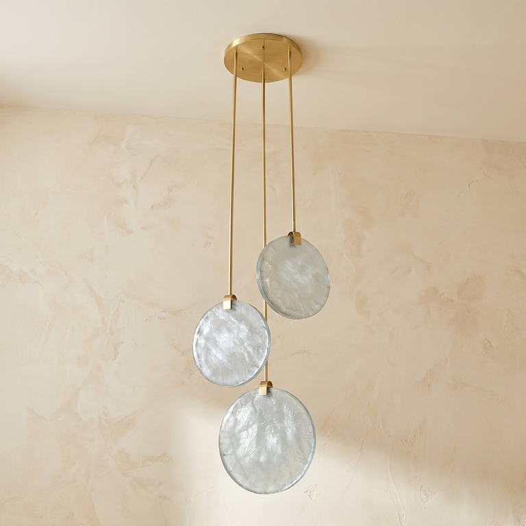 Triple Disc Pendant Alabaster by Dalmivik, complete fixture view