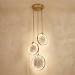 Triple Disc Pendant Alabaster by Dalmivik, complete fixture view