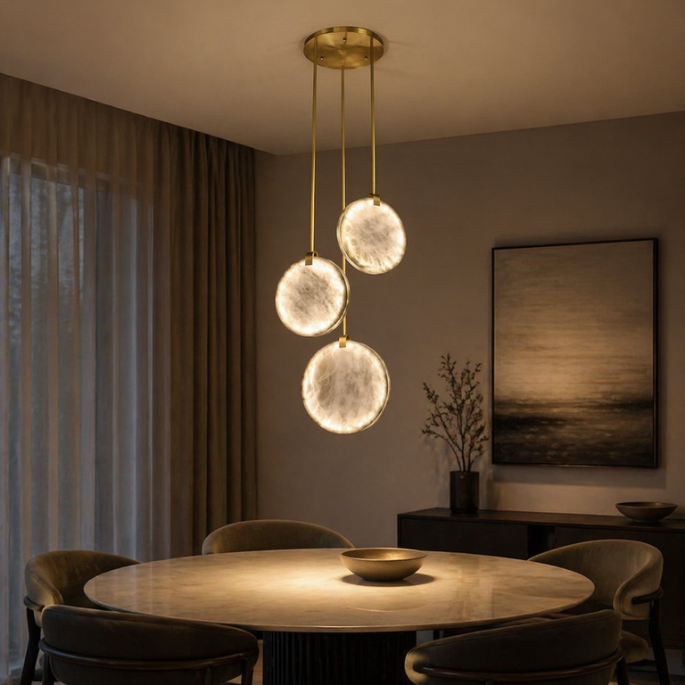 Triple Disc Pendant Alabaster by Dalmivik, product or room detail view