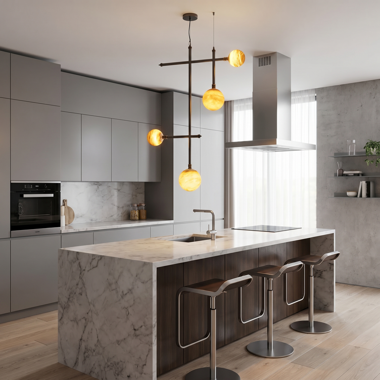 Truss & Cluster Mix Alabaster Pendant Light by Dalmivik, product or room detail view