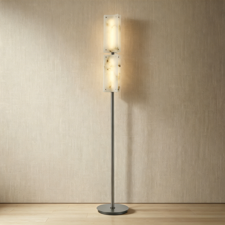 Harmon Modern Alabaster Floor Lamp 65.4" H by Dalmivik, complete fixture view