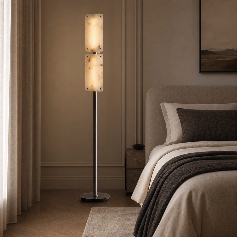 Harmon Modern Alabaster Floor Lamp 65.4" H by Dalmivik, product or room detail view