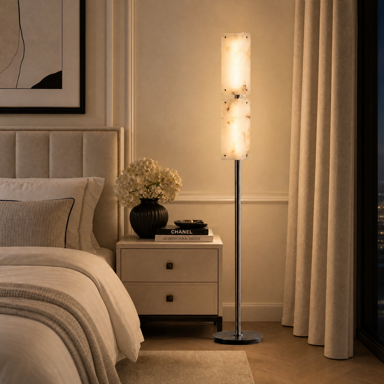 Harmon Modern Alabaster Floor Lamp 65.4" H by Dalmivik, product or room detail view