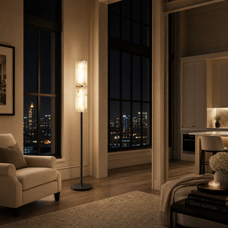 Harmon Modern Alabaster Floor Lamp 65.4" H by Dalmivik, product or room detail view