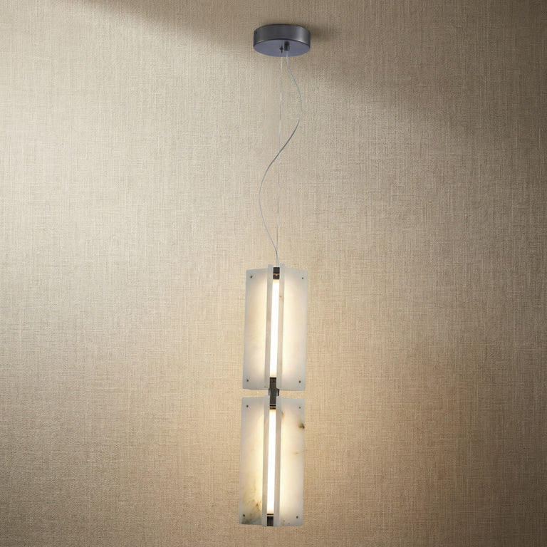 Harmon Modern Alabaster Pendant Light 5.9" by Dalmivik, complete fixture view