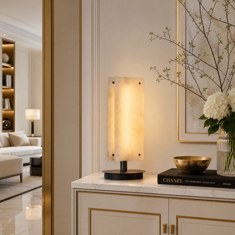 Harmon Modern Alabaster Table Lamp 6.3" by Dalmivik, product or room detail view