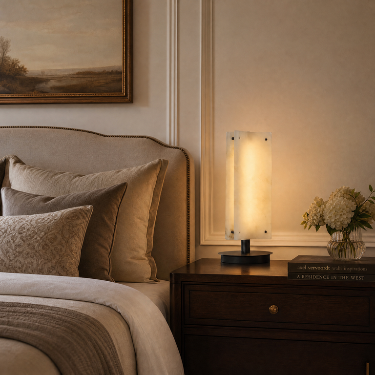 Harmon Modern Alabaster Table Lamp 6.3" by Dalmivik, product or room detail view