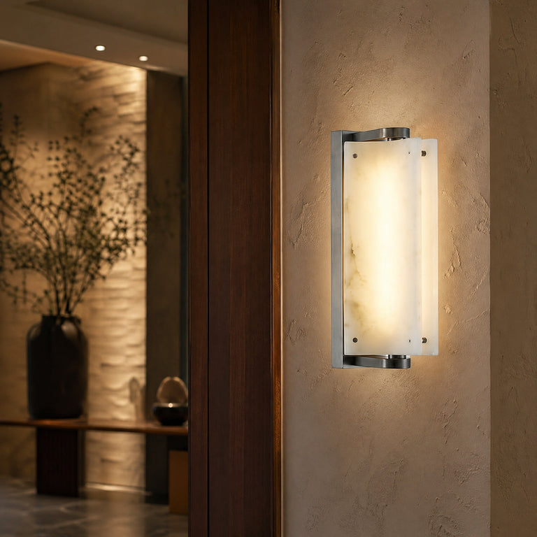 Harmon Modern Alabaster Wall Sconce 5.9" by Dalmivik, product or room detail view