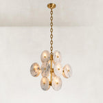Clustered White Marble Disc Chandelier 23.6" in Gold metal finish, shown as a complete fixture